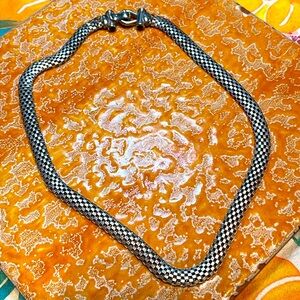 17” Sterling snake link necklace with garnet cabochons